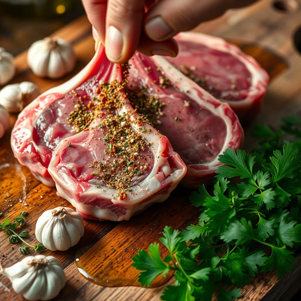 Preparing the Lamb Chops